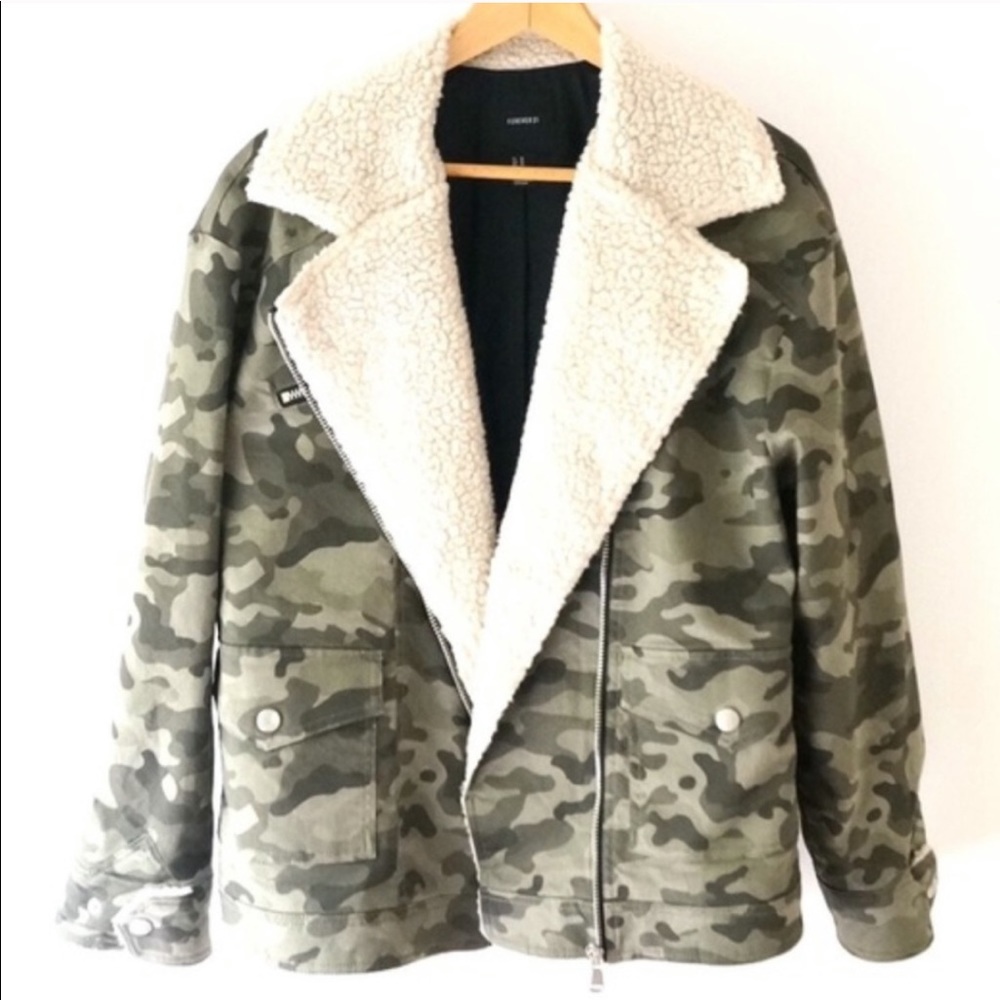 Forever 21 Oversized Camo Sherling Jacket